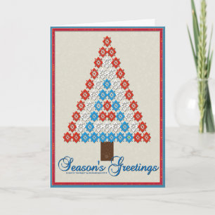 Patriotic Snowflake Christmas Tree Holiday Card