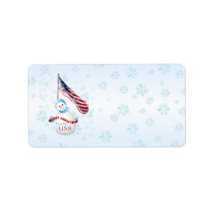 Patriotic Snowman Christmas Address Label