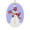 Patriotic Snowman Christmas Oval Ornament