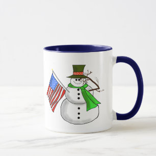 Patriotic Snowman Saluting Mug - Customise It.