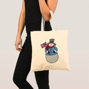 Patriotic Snowman Tote Bag