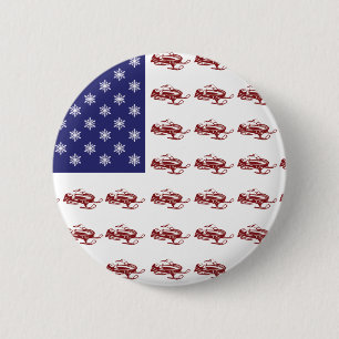 Patriotic Snowmobiling 6 Cm Round Badge