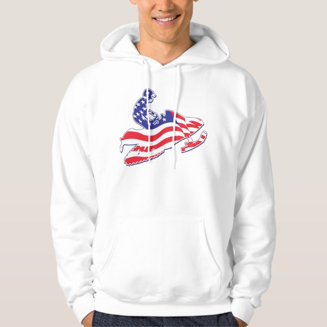 Patriotic Snowmobiling Hoodie (Front)
