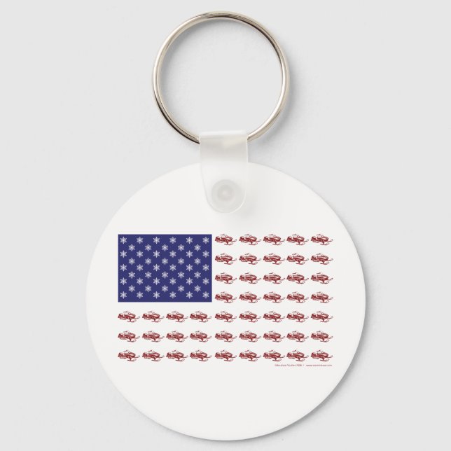 Patriotic Snowmobiling Key Ring (Front)