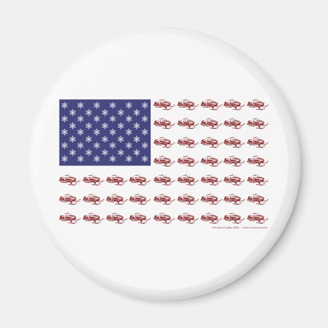 Patriotic Snowmobiling Magnet (Front)