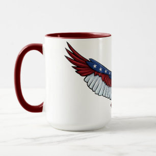 Patriotic Soaring Eagle Graphic – Red White Mug