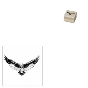 Patriotic Soaring Eagle Graphic – Red White Rubber Stamp