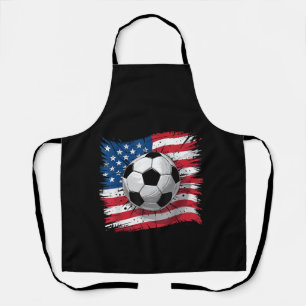 Patriotic soccer 4th of july men usa american flag apron
