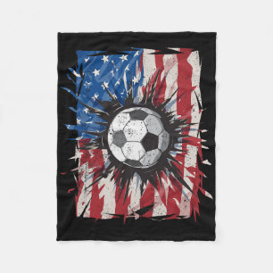 Patriotic Soccer 4th Of July Men Usa American Flag Fleece Blanket