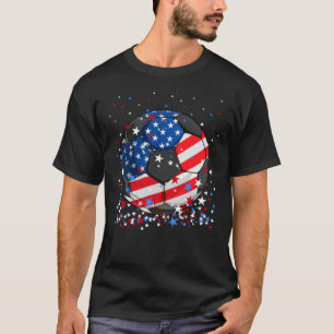 Patriotic Soccer 4th of July USA American Flag  T-Shirt