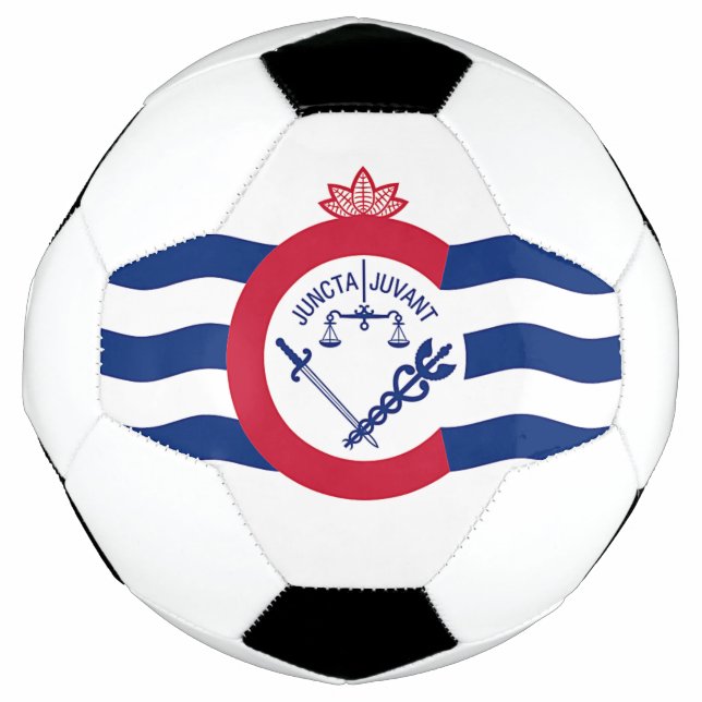 Patriotic Soccer Ball with Flag of Cincinnati (Front)