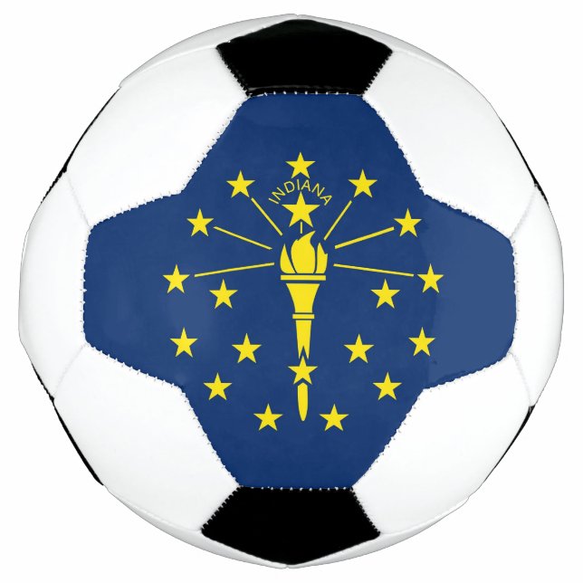Patriotic Soccer Ball with Flag of Indiana, USA (Front)