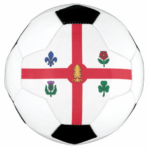 Patriotic Soccer Ball with Flag of Montreal Canada