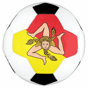Patriotic Soccer Ball with Flag of Sicily, Italy