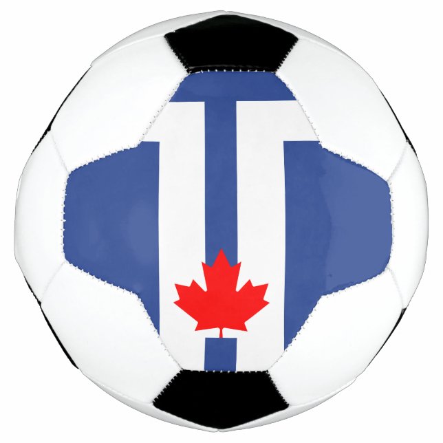 Patriotic Soccer Ball with Flag of Toronto, Canada (Front)