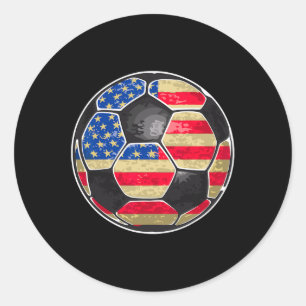 Patriotic Soccer Byll Usa Flag Classic Round Sticker