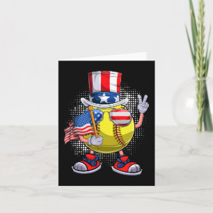 Patriotic Softball 4th Of July Usa Men Women Boys  Card
