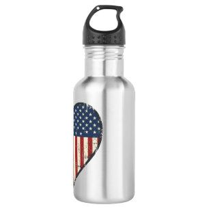 Patriotic Softball Heart Vintage Vector Design_1 532 Ml Water Bottle
