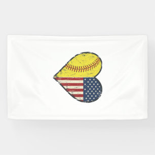 Patriotic Softball Heart Vintage Vector Design_1 Banner