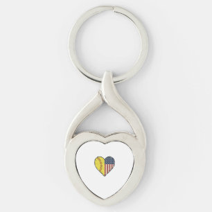 Patriotic Softball Heart Vintage Vector Design_1 Key Ring