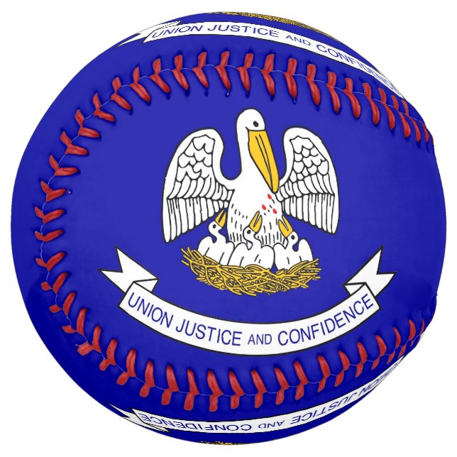 Patriotic Softball with flag of Louisiana, USA (Front Left)