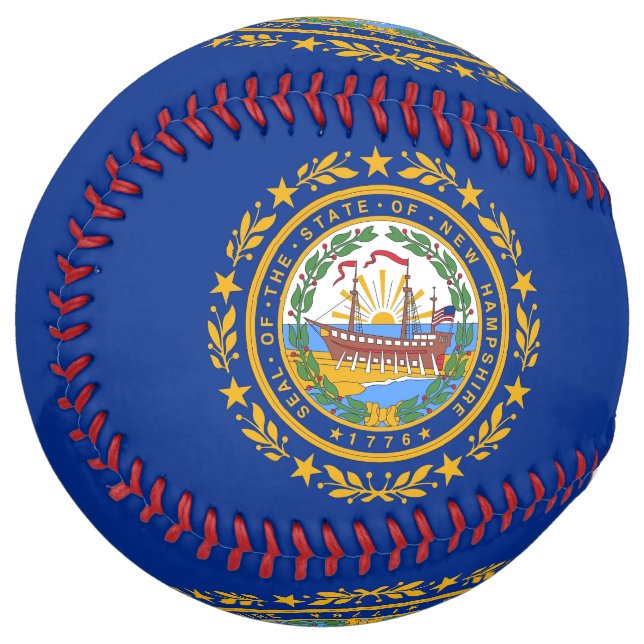 Patriotic Softball with flag of New Hampshire, USA (Front Left)