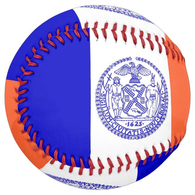 Patriotic Softball with flag of New York City, USA (Front Left)