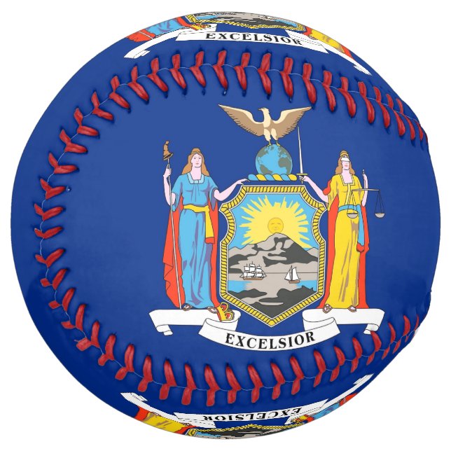 Patriotic Softball with flag of New York, USA (Front Left)