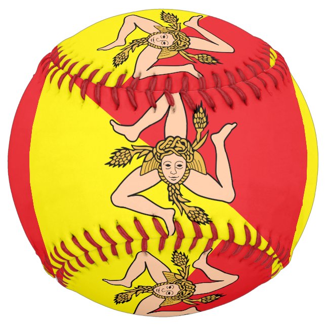 Patriotic Softball with flag of Sicily, Italy (Back)