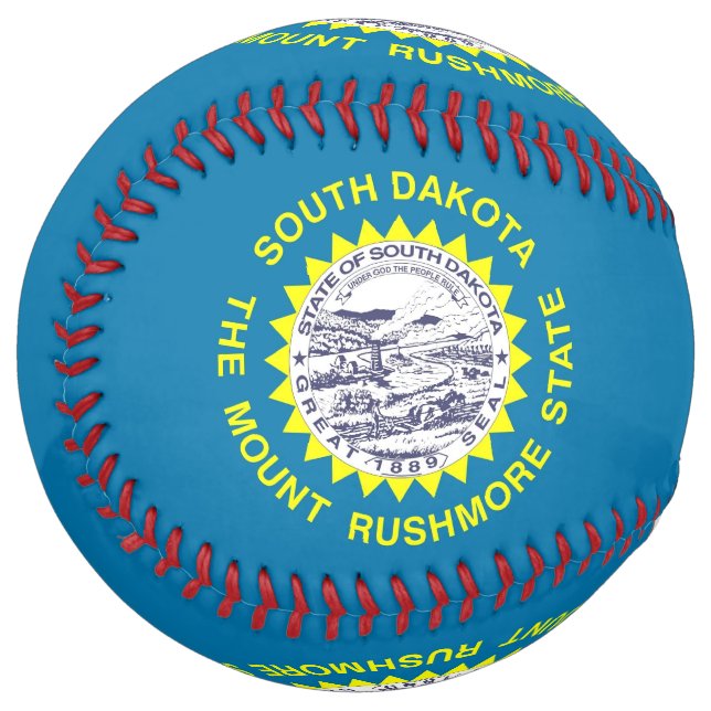 Patriotic Softball with flag of South Dakota USA (Front Left)