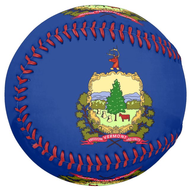 Patriotic Softball with flag of Vermont USA (Front Left)
