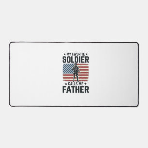 Patriotic Soldier Father Vintage Vector Shirt Desi Desk Mat