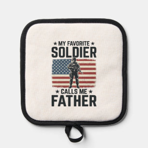 Patriotic Soldier Father Vintage Vector Shirt Desi Pot Holder