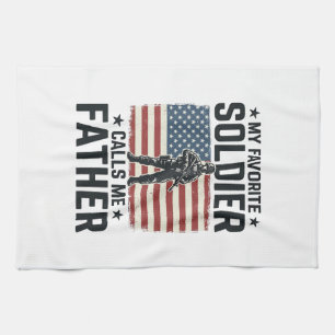 Patriotic Soldier Father Vintage Vector Shirt Desi Tea Towel