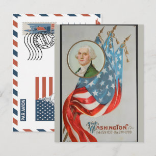 Patriotic Soldier Holding US Flag Postcard