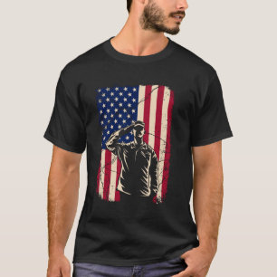 Patriotic Soldier Salute American Flag Veteran T-Shirt