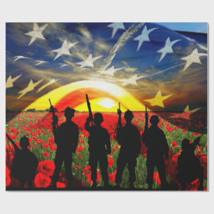 Patriotic Soldiers American Flag Wrapping Paper