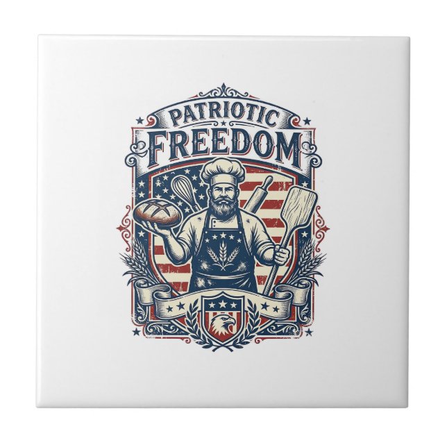 Patriotic Sourdough Baker Ceramic Tile (Front)