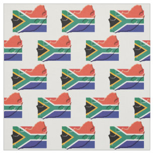 Patriotic SOUTH AFRICA FLAG Map Outline Fabric