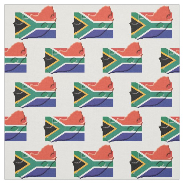 Patriotic SOUTH AFRICA FLAG Map Outline Fabric (Swatch)