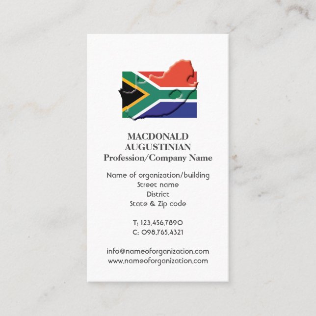 Patriotic | SOUTH AFRICA FLAG | Photo Business Card (Front)