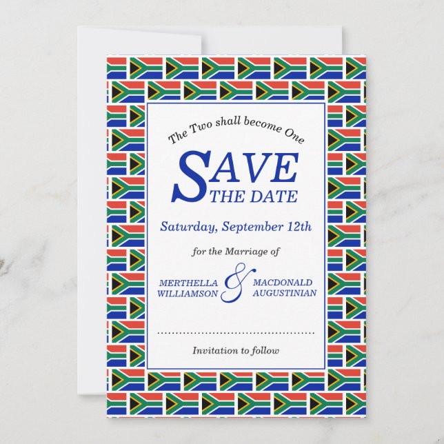 Patriotic SOUTH AFRICAN  Save The Date (Front)