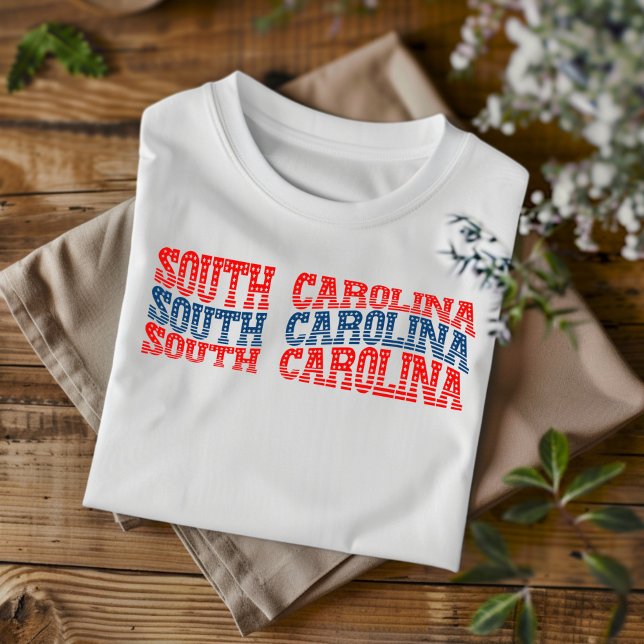 Patriotic South Carolina Red & Blue Boho T-Shirt  (Creator Uploaded)