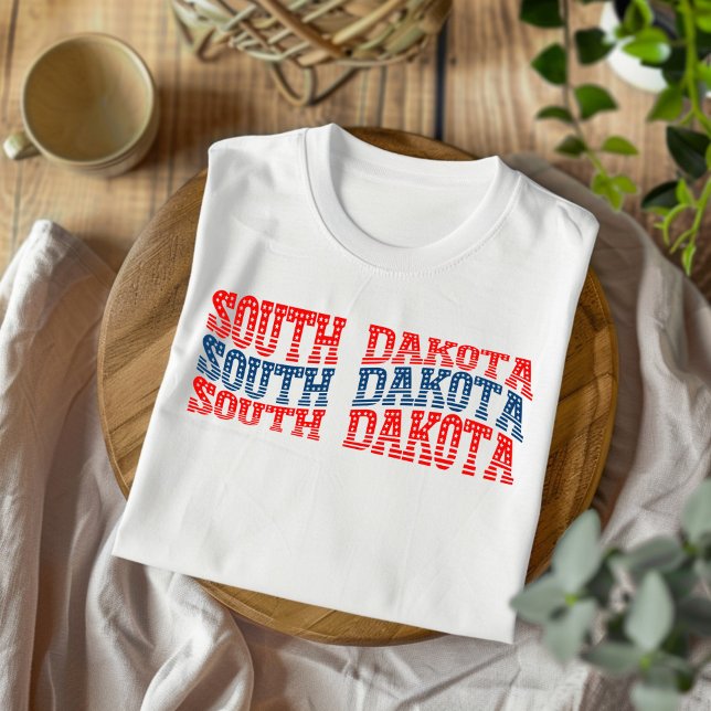 Patriotic South Dakota Red and Blue Boho T-Shirt  (Creator Uploaded)