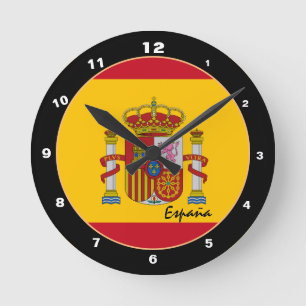 Patriotic Spanish Flag & Spain Home / design Round Clock