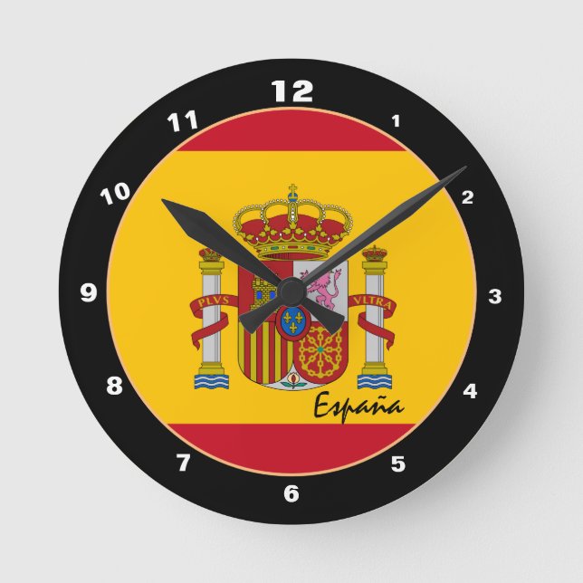 Patriotic Spanish Flag & Spain Home / design Round Clock (Front)