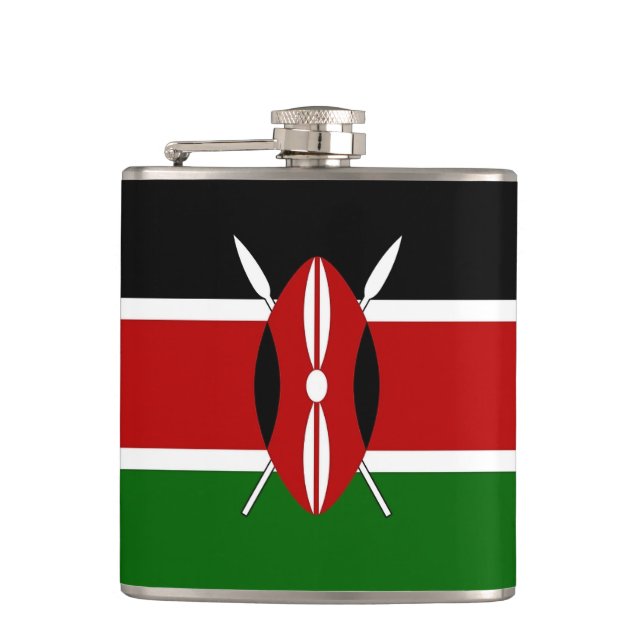 Patriotic, special flask with Flag of Kenya (Front)