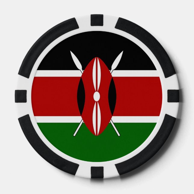 Patriotic, special poker chips with Flag of Kenya (Front)