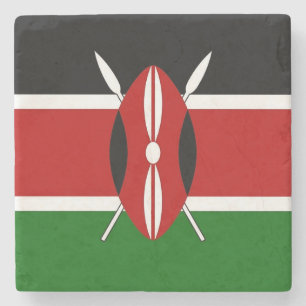 Patriotic special stone coaster with Flag of Kenya
