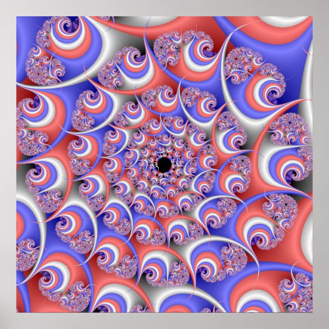 Patriotic Spiral Fractal Poster (Front)